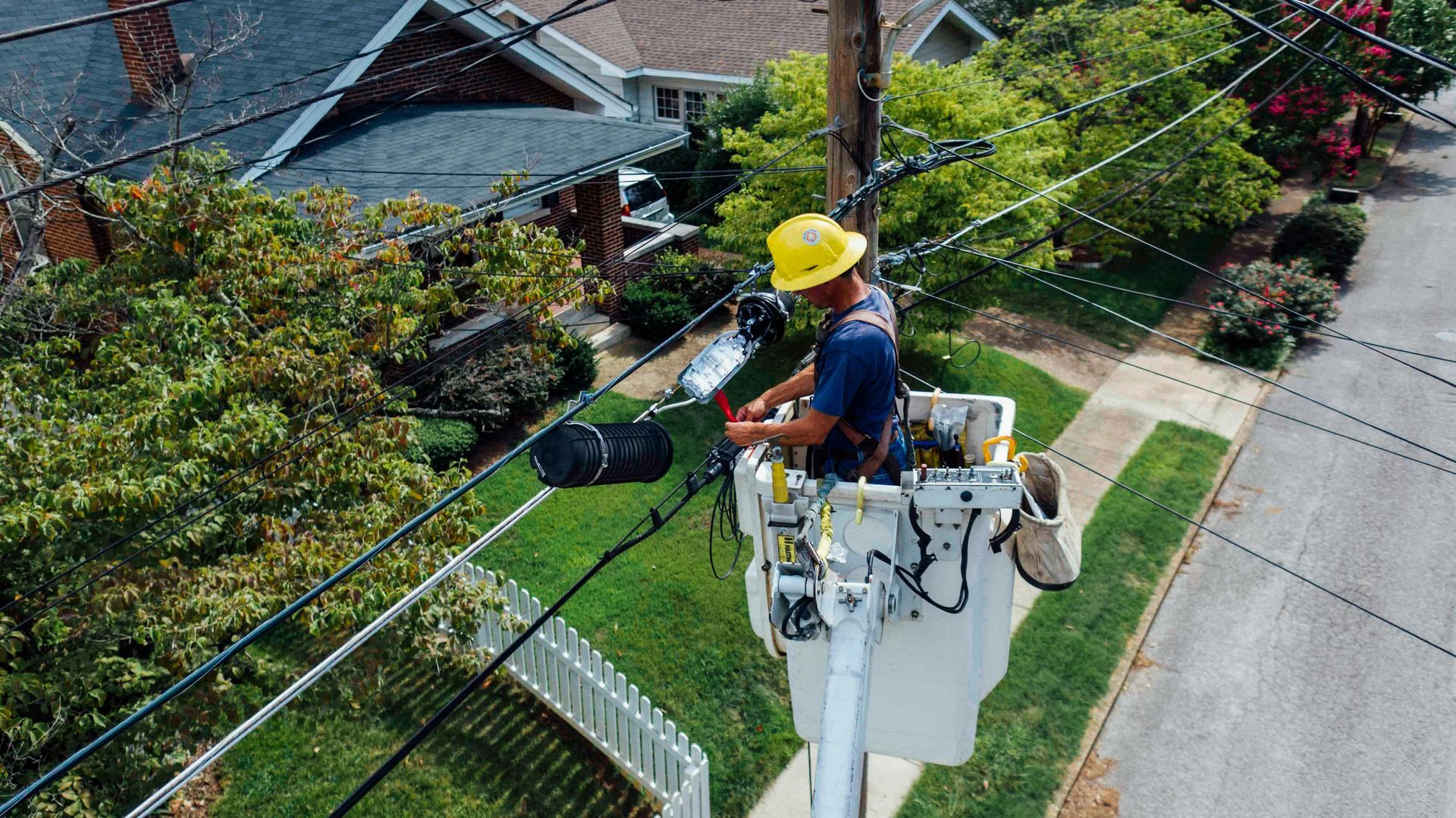 Electrician apprentice at work